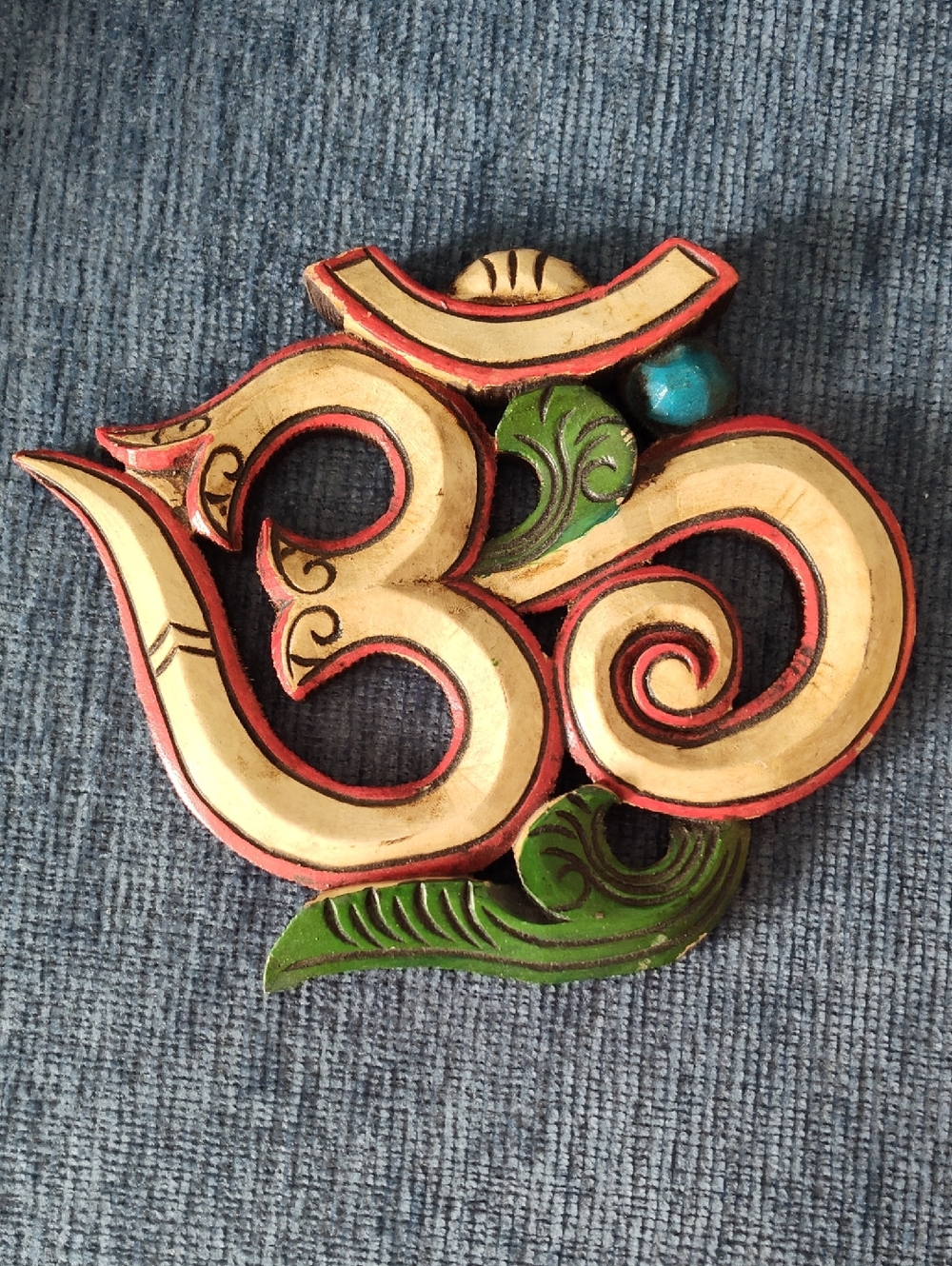 Carved Wood Ohm Symbol